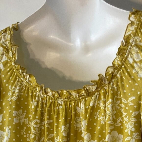 Free People SZ S NWT yellow & white floral peasant style bodysuit bell sleeve - Picture 4 of 10